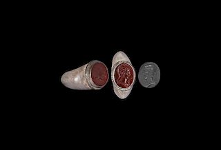 Roman Silver Ring with Minerva Gemstone