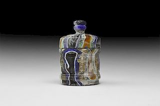 Roman 'Gold Band' Glass Pyxis and Cover