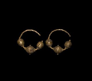Byzantine Silver Gilt Temple-Ring Pair