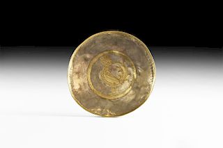 Western Asiatic Sassanian Gilt Silver Bowl with Peacock