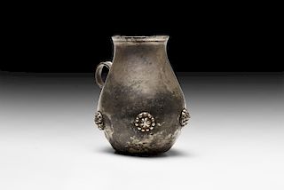 Western Asiatic Sassanian Silver Jug with Bosses