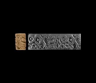 Western Asiatic Old Syrian Cylinder Seal with Snakes Attacking an Onager