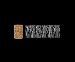 Western Asiatic Early Dynastic III Cylinder Seal with Contest Scenes