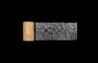 Western Asiatic Mesopotamian Cylinder Seal with Hero Scene