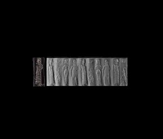 Western Asiatic Old Babylonian Cylinder Seal with Worshipping Scene