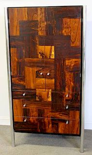 Rougier Chrome & Rosewood Patchwork Cabinet.