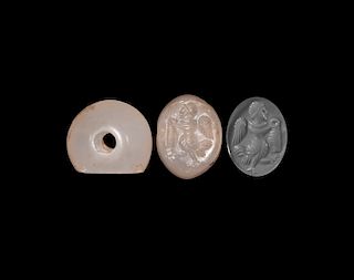 Western Asiatic Sassanian Stamp Seal with Human-Headed Bird
