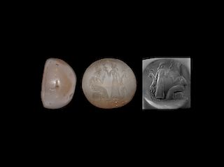 Western Asiatic Large Chalcedony Stamp Seal with King