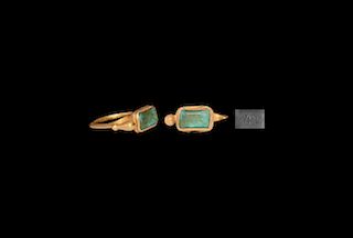 Western Asiatic Gold Ring with Inscribed Cabochon
