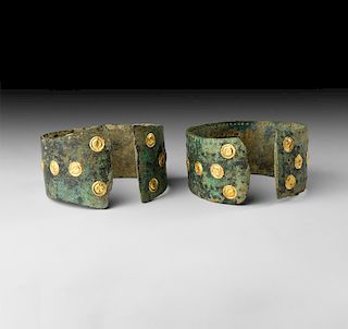 Western Asiatic Bracelet Pair with Gold Roundels