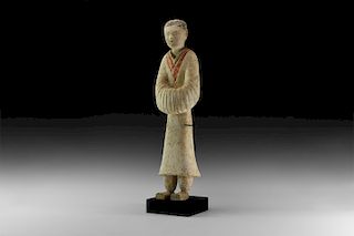 Chinese Han Standing Attendant Figurine