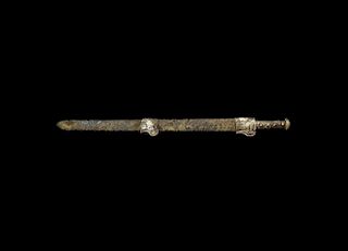 Western Asiatic Sassanian Sword with Silver Hilt and Fittings