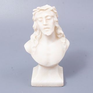 Busto de Cristo. Siglo XX. Elaborado en alabastro.