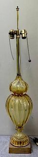 Midcentury Italian Murano Gold Glass Table Lamp.