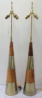 Pair of Tony Paul for Westwood Teak and Brass