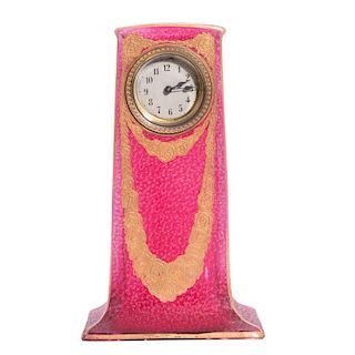 Art Nouveau Pink Textured Glass Clock Case.