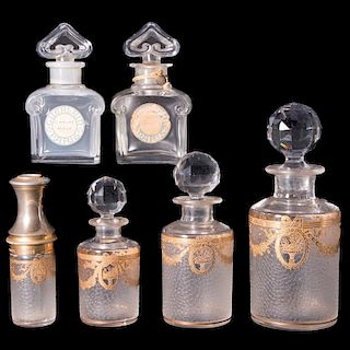 Two Guerlain Perfume Bottles with Four Matching Dresser