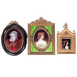 Three Portraits of Women, Enamel on Copper.