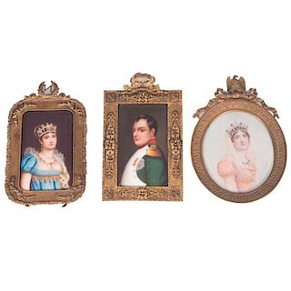 Three Miniature Portraits One of Napoleon,Two of Eugeni