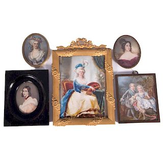 5 Portrait Miniatures in a Variety of Frames.