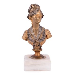 Miniature Bronze Female bust. Signed. French