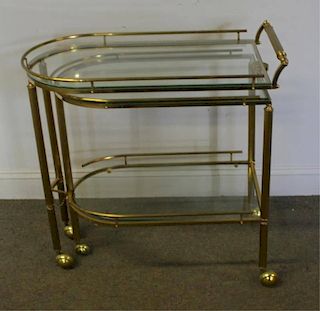 Brass Rolling / Nesting Cart with Glass