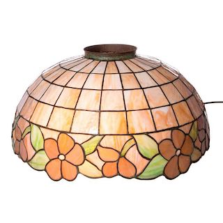 Large Tiffany Style Leaded Glass Shade.