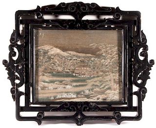 A Framed Chinese silk embroidery.