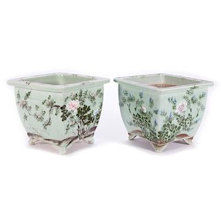 Pair of Celadon Planters, Chinese.