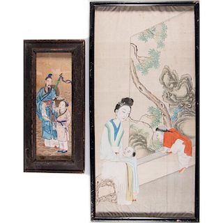 Two Chinese paintings on silk.