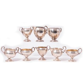 Four Sterling Creamer and Sugar Sets