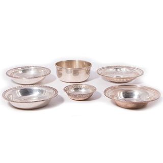 Six Sterling Bowls by Various Makers.