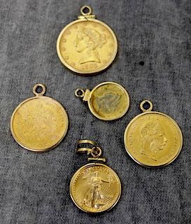 JEWELRY. Grouping of Coins as Charms or Pendants.