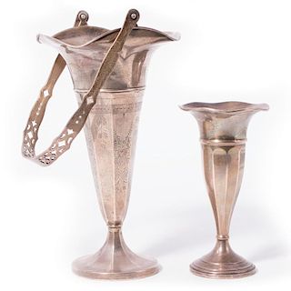 Two Weighted Sterling Vases.