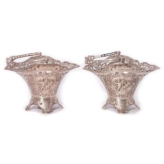 Pair of Silver Flower Baskets.