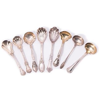 Four Sterling Berry Spoons, Four Sterling Sauce Ladels.