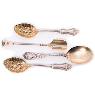 Pair Sterling Berry Spoons, Sterling Serving Spoon, Vam