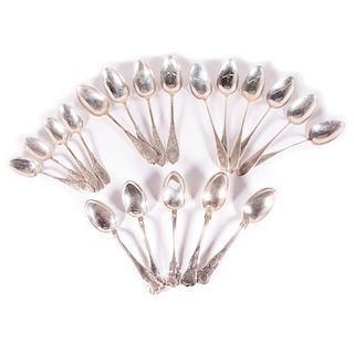 Group of Serving and Table Spoons. 19 Pieces