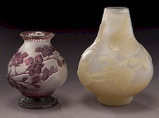 (2) Burgun Schverer French cameo glass vases,