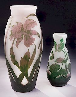(2) German Arsall cameo glass vases,