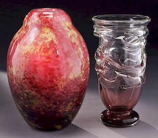 (2) Schneider art glasses vases,