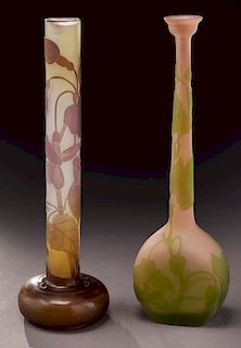 (2) Galle French cameo glass vases,