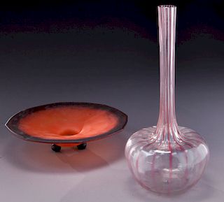 (2) Schneider glass items,