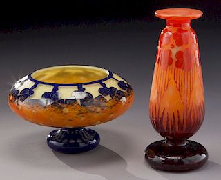 (2) La Verre Francaise cameo glass vessels,