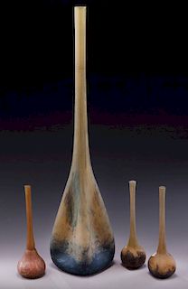 (4) Daum Nancy modeled stick vases,