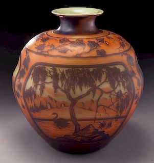 Large ovoid Devez glass vase,