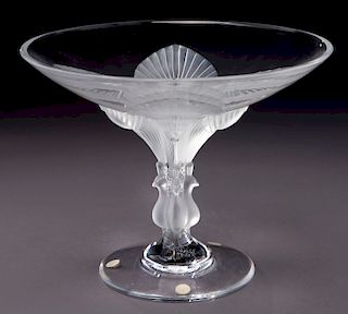 Lalique tazza with peacock standard.