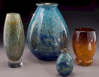 (4) European modeled glass vases