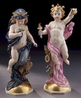 Meissen "Night" and "Day" porcelain figures