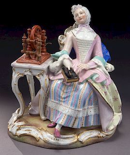 Meissen Lady With Spinning Wheel holding